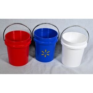 Set of 3 Walmart Mini Buckets Red White Blue Patriotic Decor No Lids